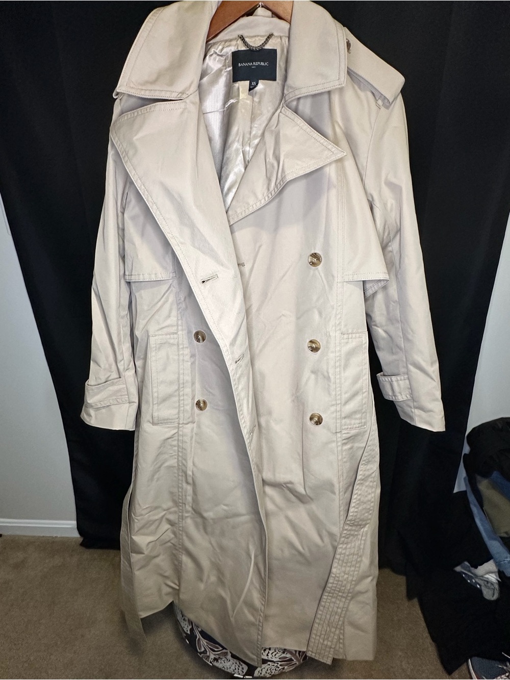 Banana Republic Light Taupe Double-Breasted Trench Coat